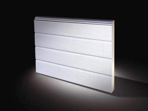 Sendvičový PU panel pre garážové brány  | panel s pruhmi | biela WoodGrain (RAL 9016)