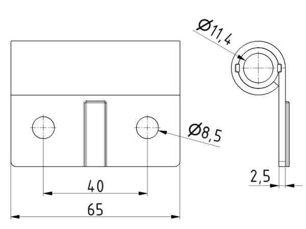 Tichý držiak kolieska 11 mm s plastovou vložkou 1