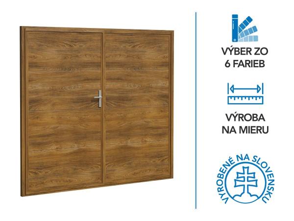 Dvojkrídlová garážová brána ETILA WIND | hladký panel | drevoimitácia
